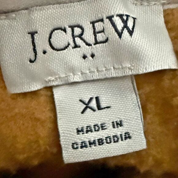 J. CREW | Sherpa Half Zip Tunic Pullover Sweatshirt Teddy Jacket Brown | Size XL - Picture 6 of 7